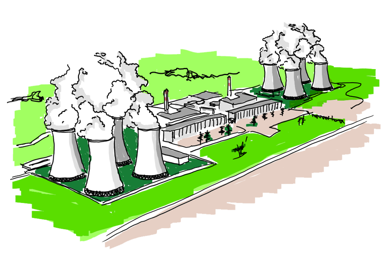 elektrárna, ilustrace